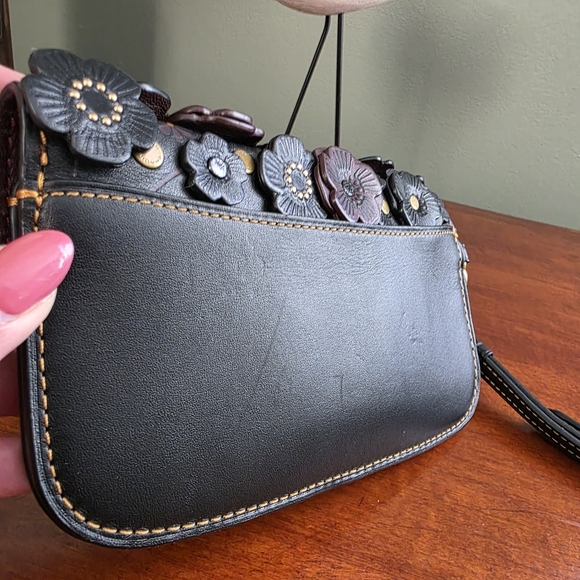 Coach 1941 58181 Tea Rose Clutch Black Leather Wristlet Bag - Picture 10 of 16